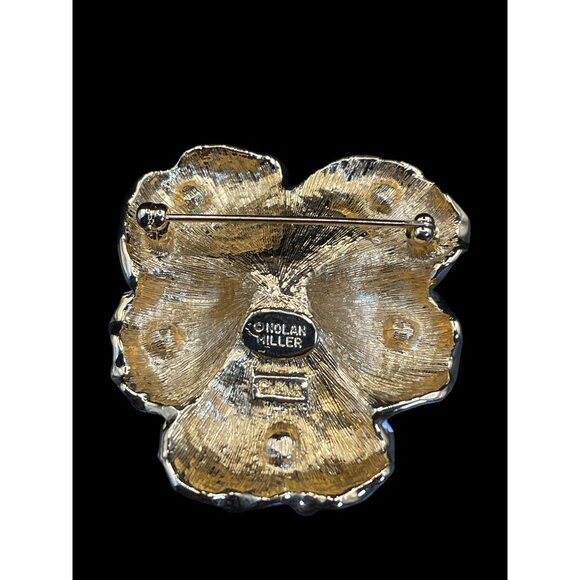 Vtg. Nolan Miller Purple Pansy Pendant Necklace Brooch Set Gold-Tone ESTATE - Picture 7 of 7